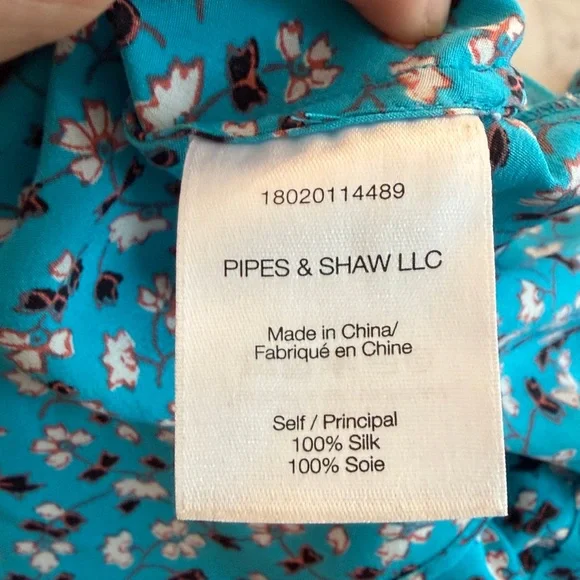 Veronica Beard Turquoise Blue Floral short sleeve Sz 2 XS S Silk Blouse EUC - Picture 7 of 8